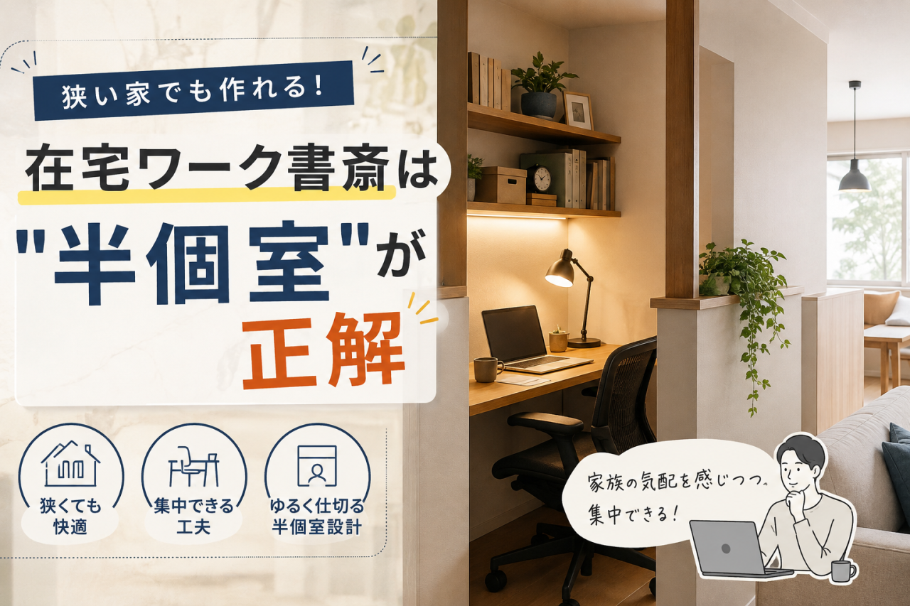狭い家でも作れる！在宅ワーク書斎は半個室が正解